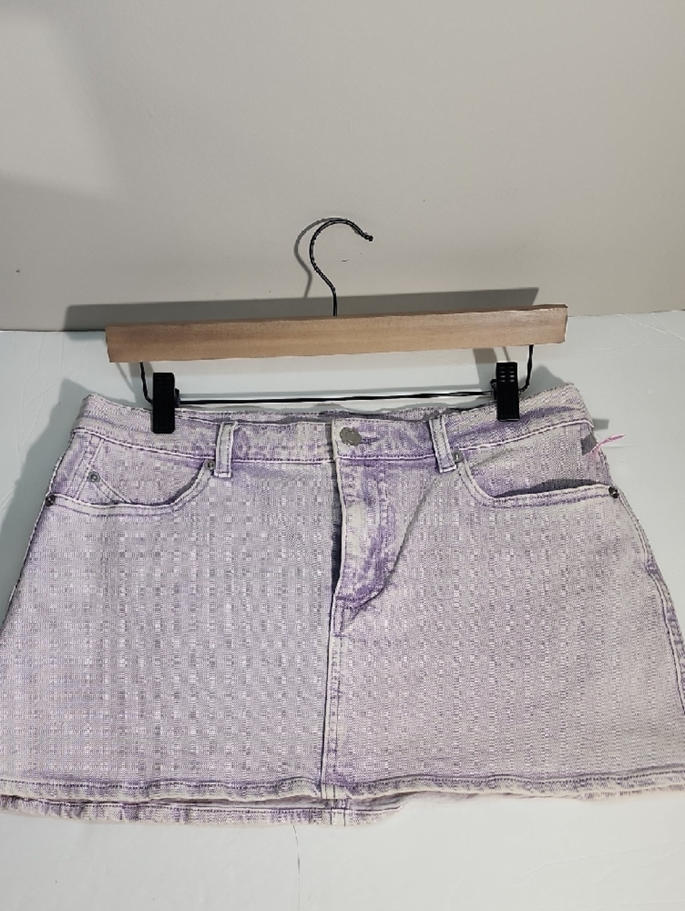 Lavender Wash Denim Skirt - Women's Casual Mini - Picture 3 of 6